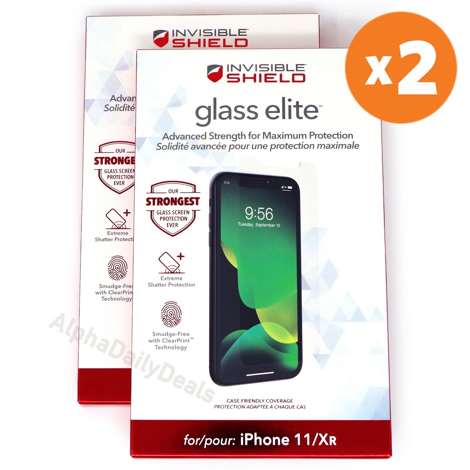 2 Pack ZAGG iPhone 11 XR Tempered Screen Protector Glass Elite Clear