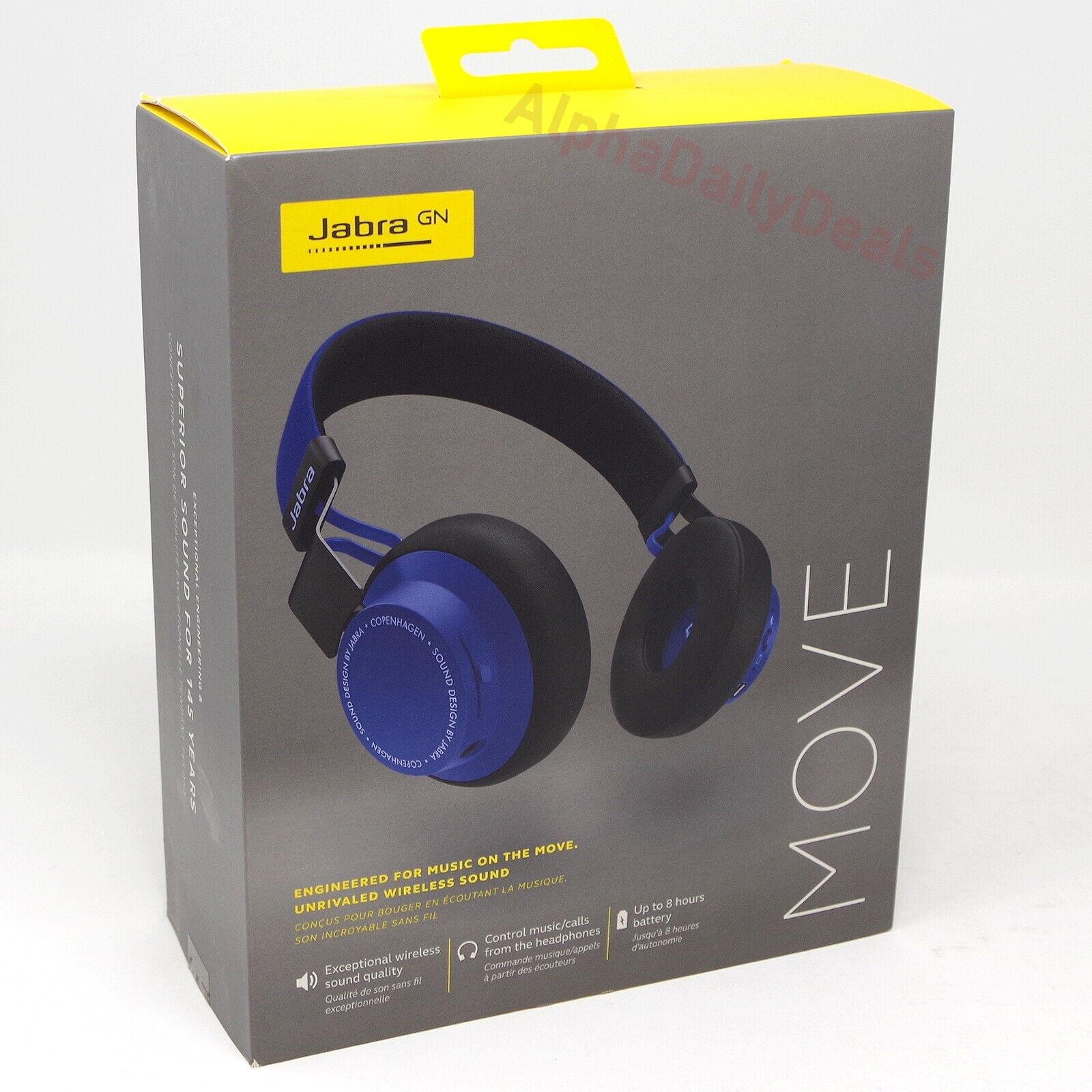 NEW Jabra Move Wireless Bluetooth On Ear Stereo Headphones Blue