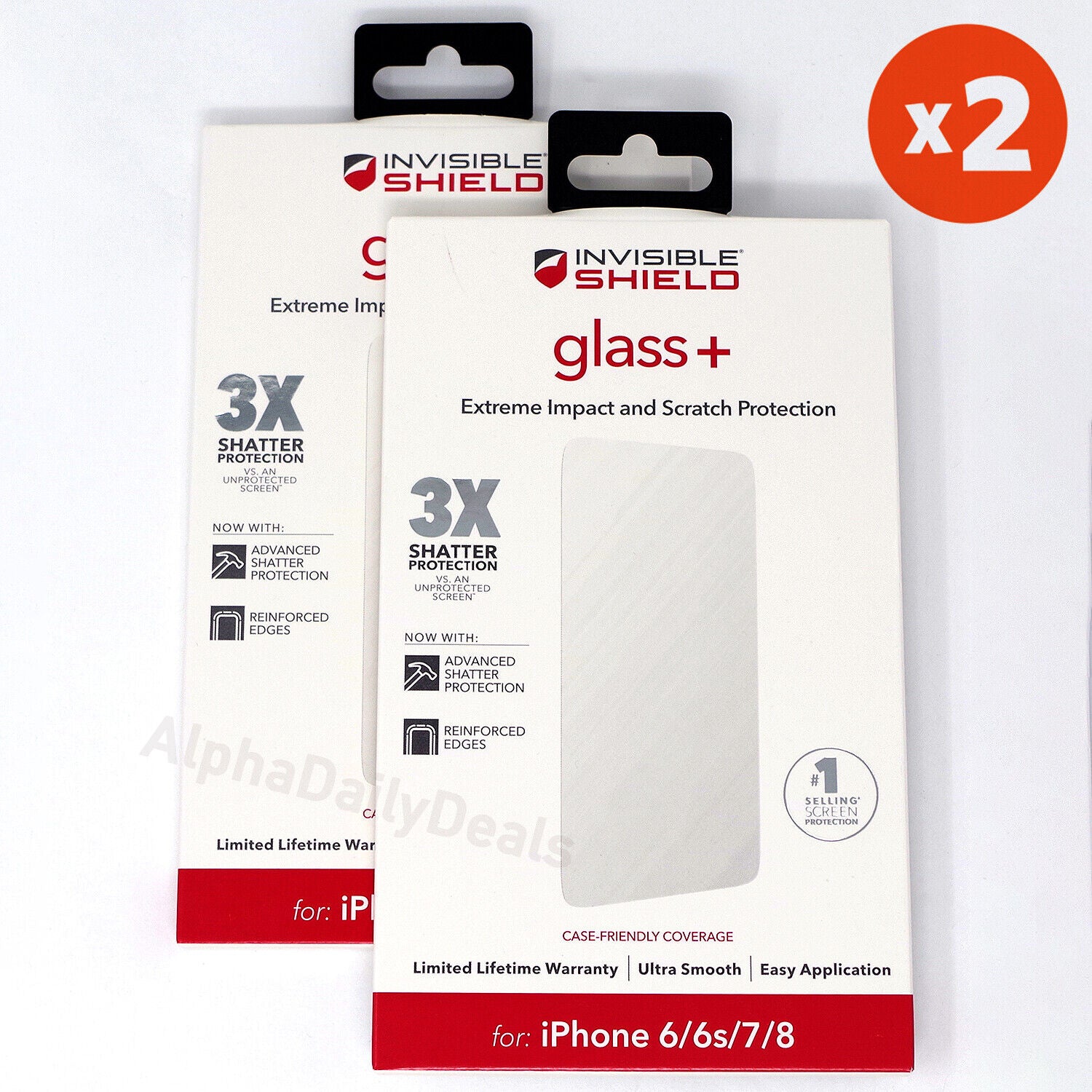 2-Pack ZAGG iPhone 8 7 6s 6 Tempered Screen Protector Glass+
