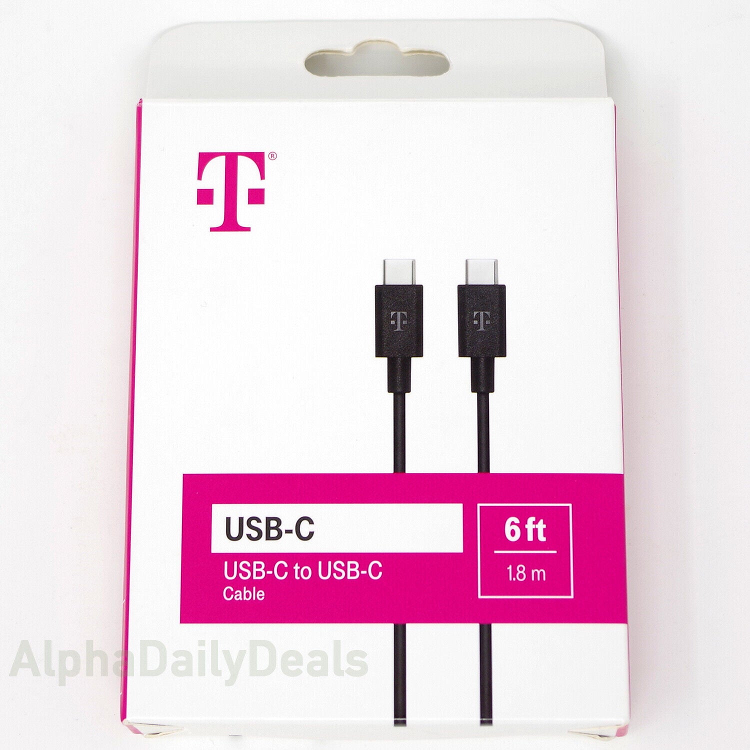 T-Mobile Type C to USB-C Fast Charge Cable 6ft Black Galaxy S iPhone 13 Pixel 6