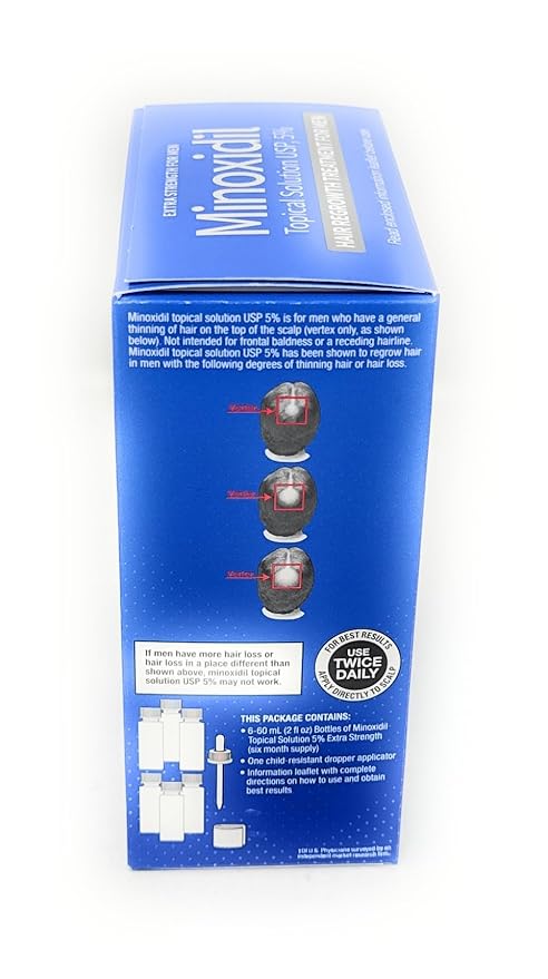 Kirkland Signature Minoxidil 5% Extra Strength for Men – Hair Regrowth Treatment, 6-Month Supply (6 x 2 oz Bottles)