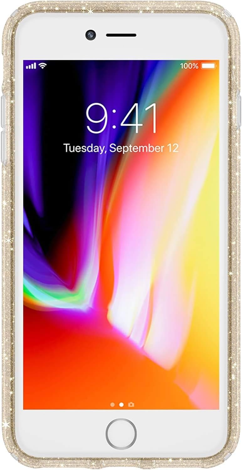 Speck Presidio Glitter iPhone 8/7/6 Plus Case  Gold Glitter/Clear