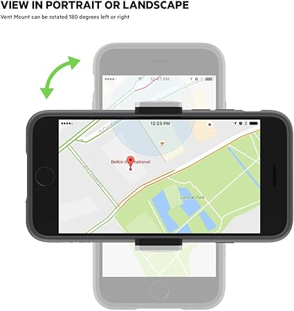 Belkin Car Vent Mount – Adjustable Phone Holder for iPhone, Samsung, LG & Most Smartphones, Black/Silver