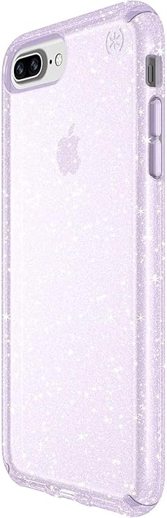 Speck Presidio Clear + Glitter iPhone 8/7/6 Plus Case  Geode Purple/Gold Glitter