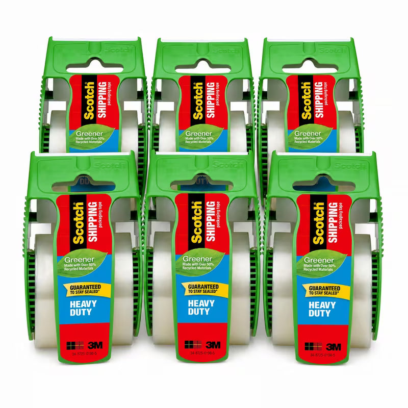 Scotch Heavy Duty Shipping & Packaging Tape, 6 Rolls — Strong Adhesive Clear Tape for Moving Boxes, Storage & Sealing Packages