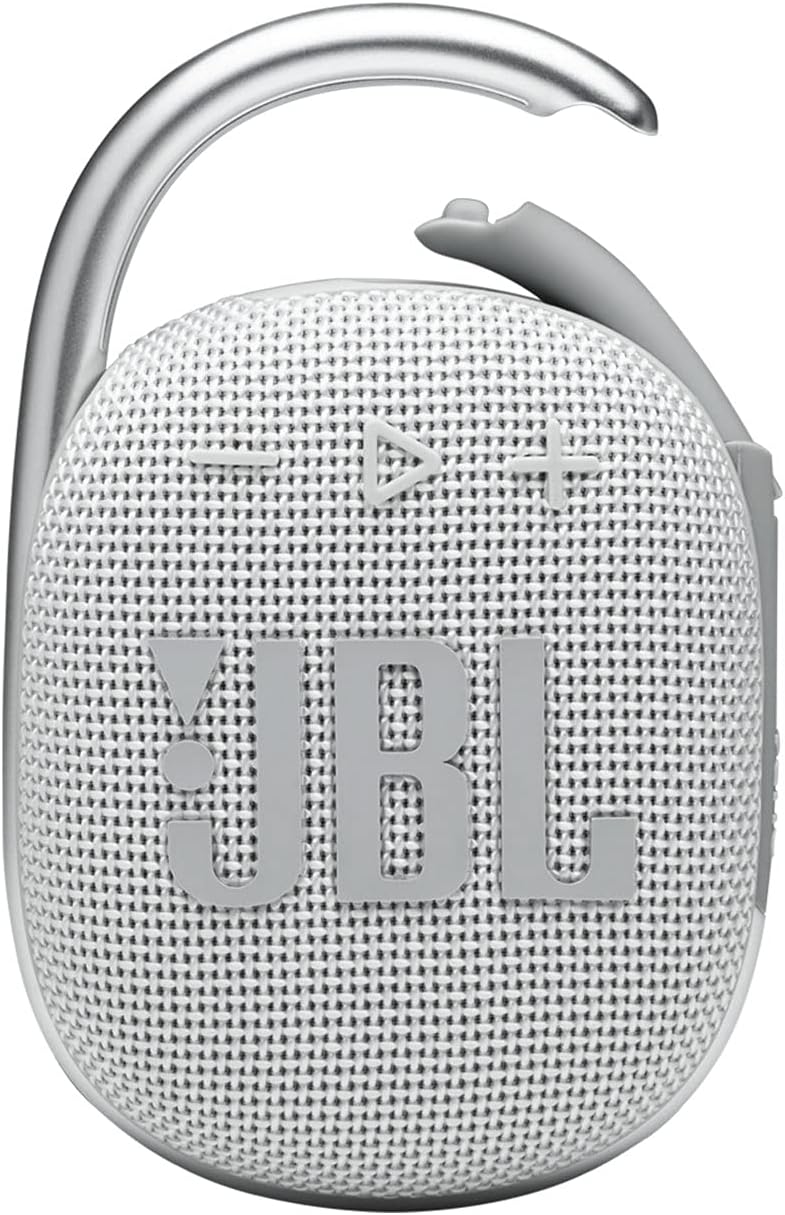 JBL Clip 4 Portable Bluetooth Speaker - Big Sound, Punchy Bass, Integrated Carabiner, IP67 Waterproof - White