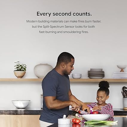 Google Nest Protect – Smart Smoke & CO Alarm (Battery-Operated) – White + Cleaning Cloth