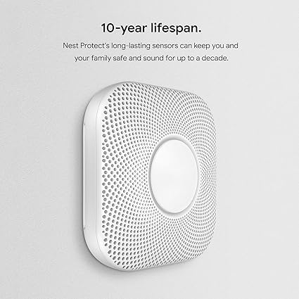 Google Nest Protect – Smart Smoke & CO Alarm (Battery-Operated) – White + Cleaning Cloth