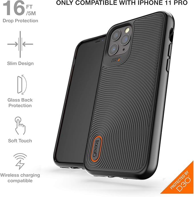 ZAGG Gear4 Battersea iPhone 11 Pro Case – Black Protective Phone Cover