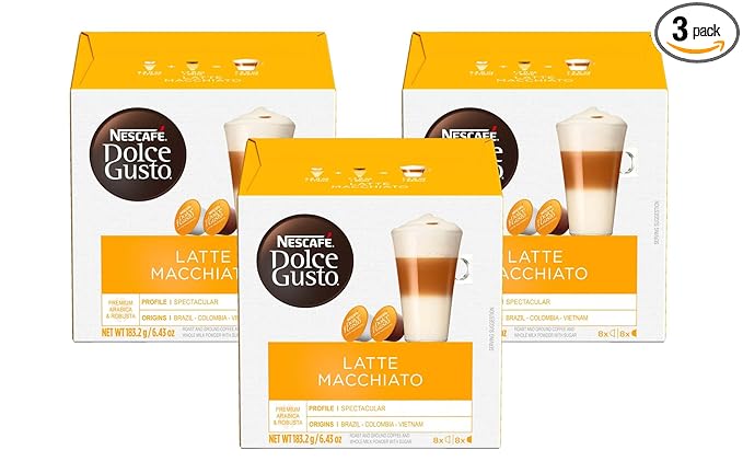 Nescafé Dolce Gusto Coffee Pods – Latte Macchiato, 16 Count (Pack of 3)