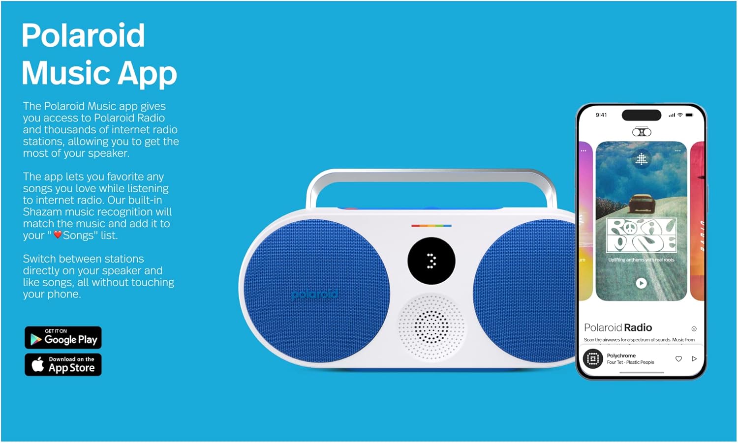 Polaroid P3 Music Player (Black)  Retro-Futuristic Bluetooth Boombox