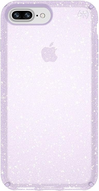 Speck Presidio Clear + Glitter iPhone 8/7/6 Plus Case  Geode Purple/Gold Glitter