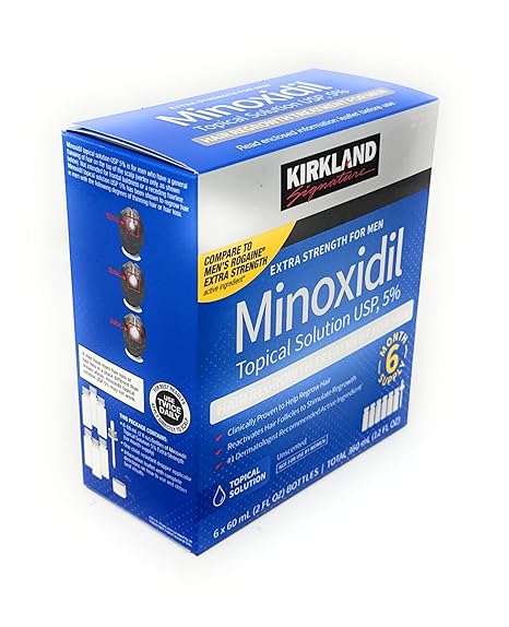 Kirkland Signature Minoxidil 5% Extra Strength for Men – Hair Regrowth Treatment, 6-Month Supply (6 x 2 oz Bottles)