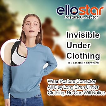 ElloStar Back Brace Posture Corrector – Lumbar & Shoulder Support, Pain Relief – Medium (Lower Chest 27–33 in)