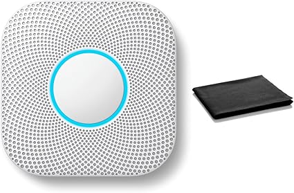 Google Nest Protect – Smart Smoke & CO Alarm (Battery-Operated) – White + Cleaning Cloth