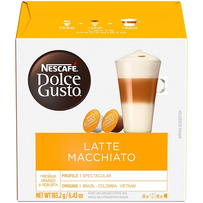 Nescafé Dolce Gusto Coffee Pods – Latte Macchiato, 16 Count (Pack of 3)