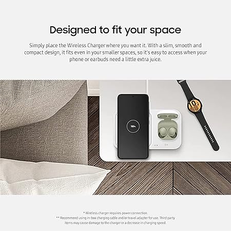 Samsung 15W Wireless Charger Duo w/ USB-C Cable (White, 2022)