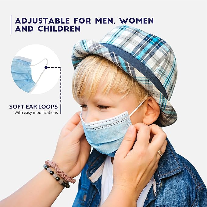 Disposable Face Masks – 3-Ply Breathable Protective Masks with Earloops, Single Use, 50 Pack