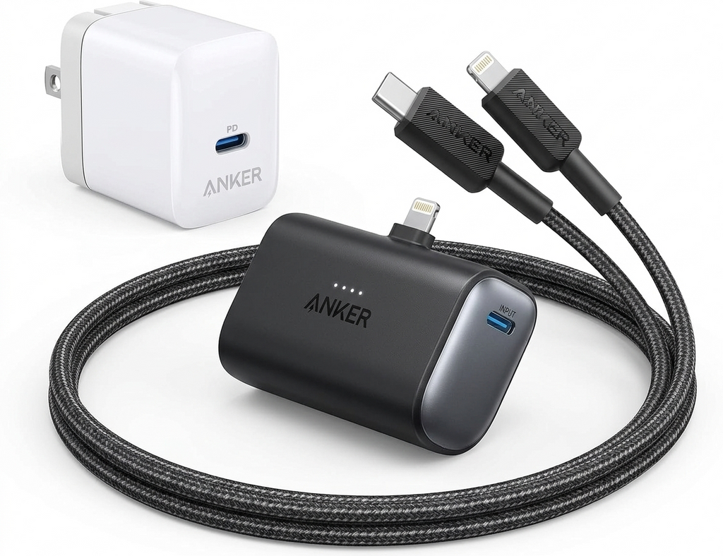 Anker Nano Power Bank 12W with Built-In Lightning Connector, Portable Battery Charger for iPhone, Bundled with Anker 20W USB-C Wall Charger and 6ft USB-C to Lightning Cable