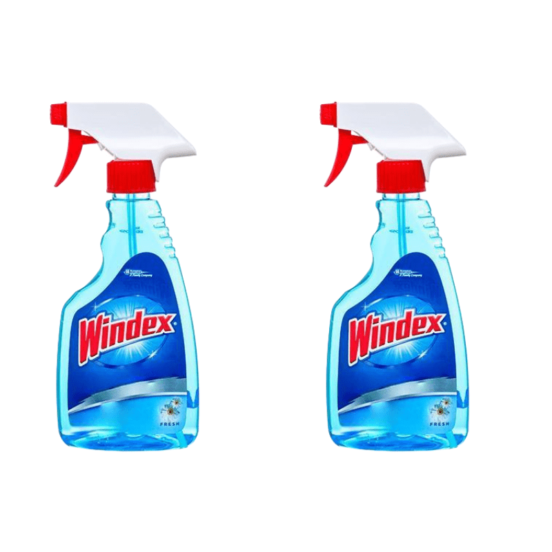 Windex Original Blue Glass Cleaner Spray, 500 mL / 16.9 oz Each, 2 Pack
